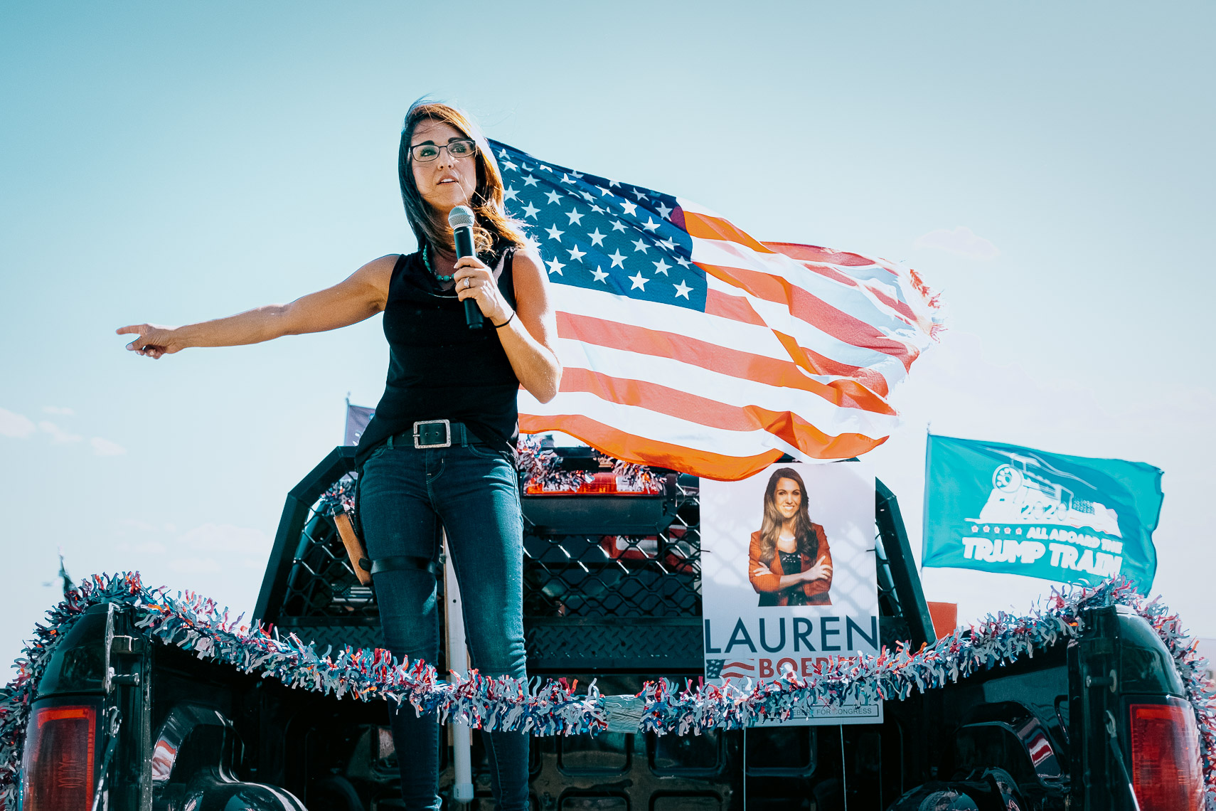 lauren boebert american flag pickup truck speech