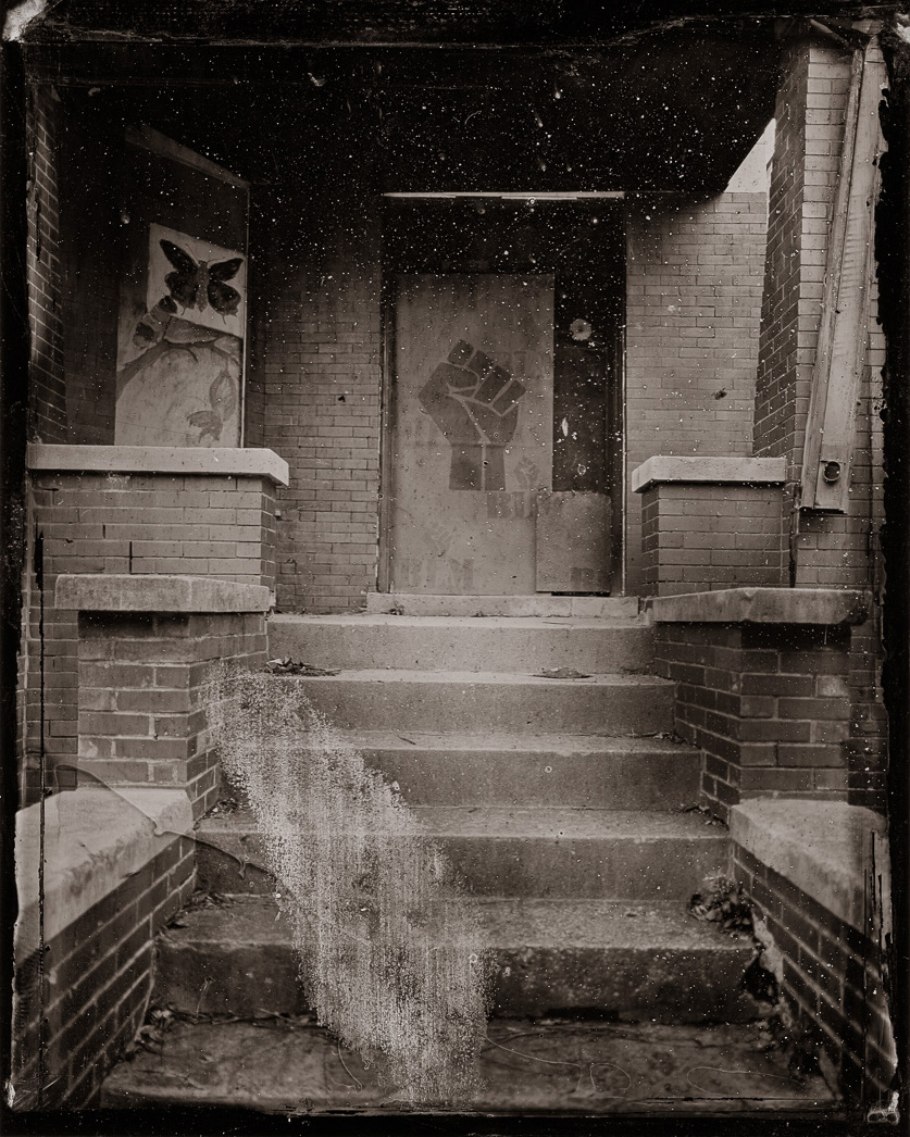 tintype black lives matter door power fist black panther
